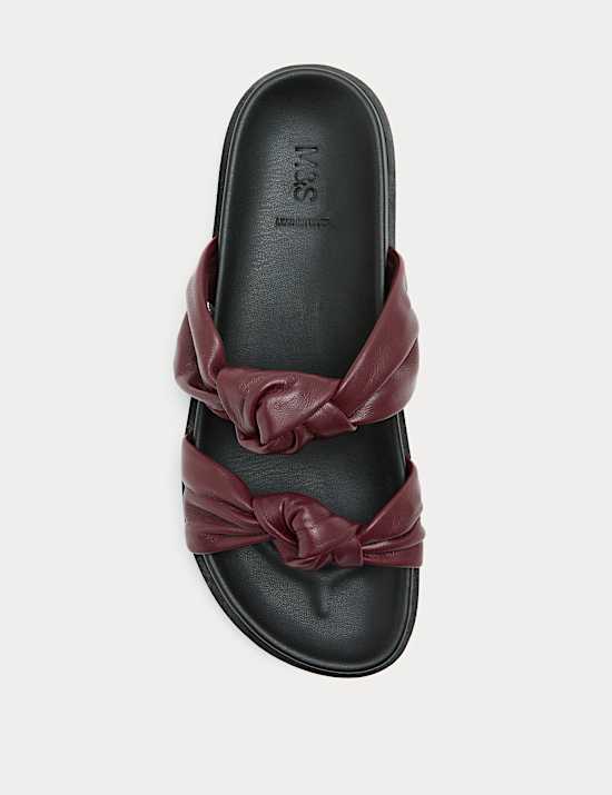 Leather Knot Flat Footbed Sandals