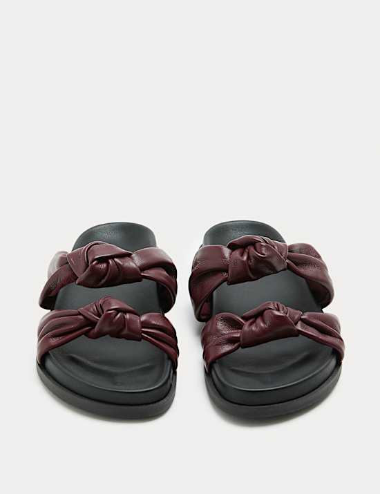 Leather Knot Flat Footbed Sandals