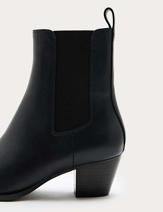 Leather Chelsea Block Heel Ankle Boots