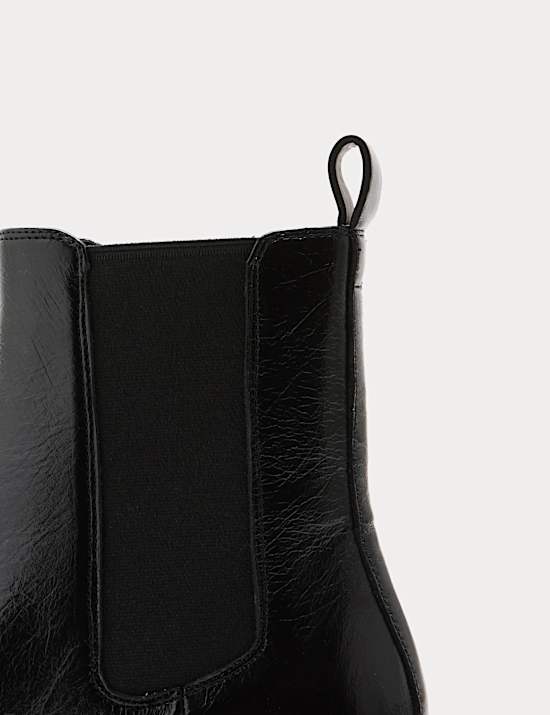 Leather Chelsea Block Heel Ankle Boots