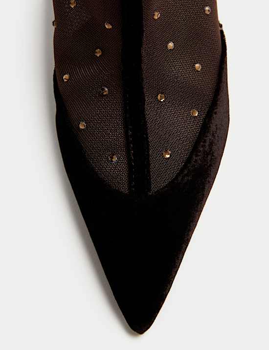 Mesh Heeled Ankle Boots