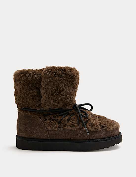 Bottes hivernales &eacute;paisses imitation peau de mouton &agrave; lacets