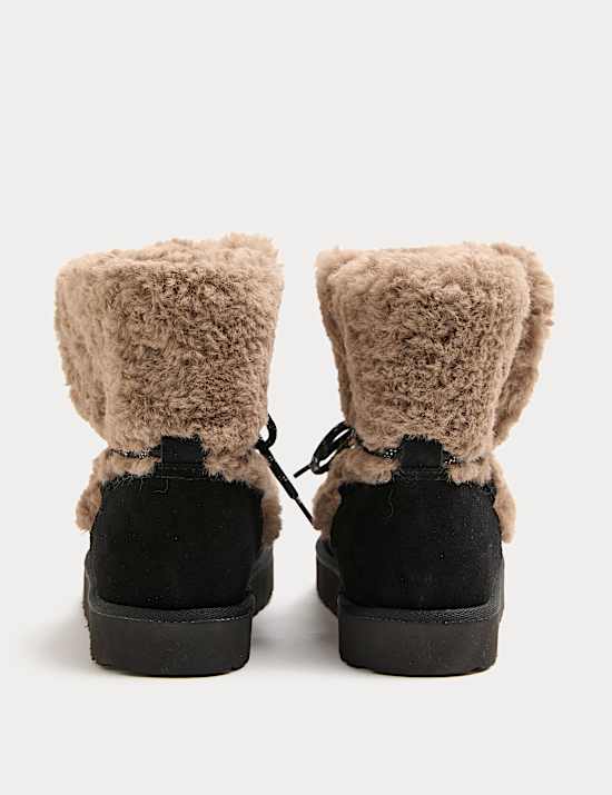 Borg Chunky Lace Up Winter Boots