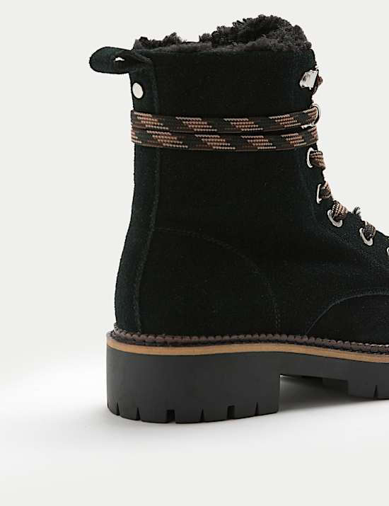 Suede Borg Lined Block Heel Winter Boots