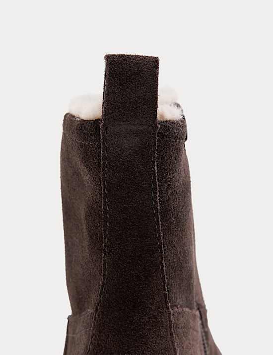 Suede Faux Fur Lining Flat Ankle Boots