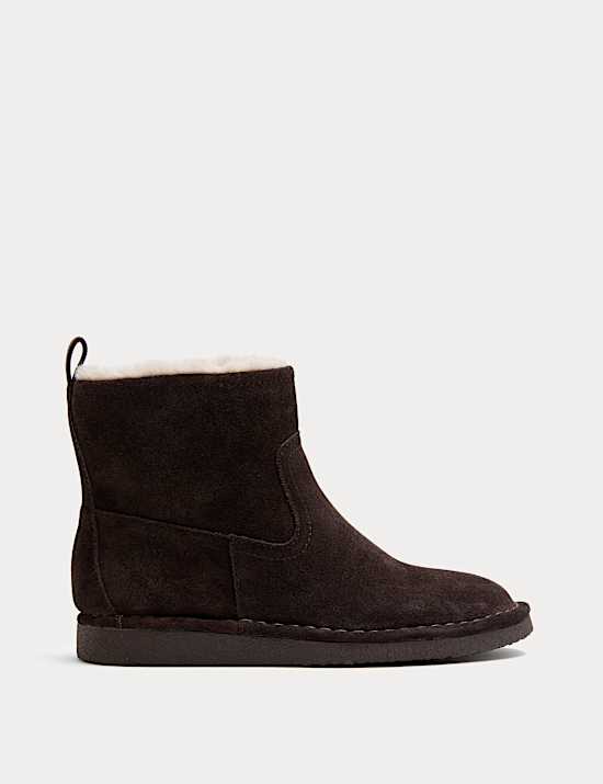 Suede Faux Fur Lining Flat Ankle Boots