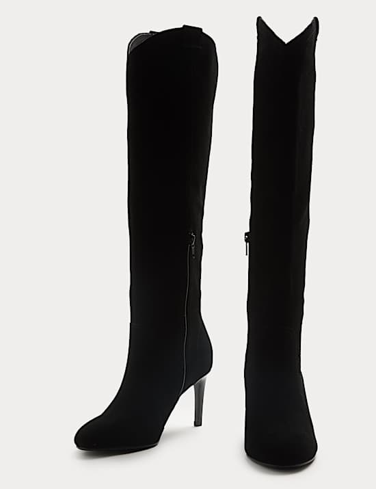 Suede Stiletto Heel Knee High Boots