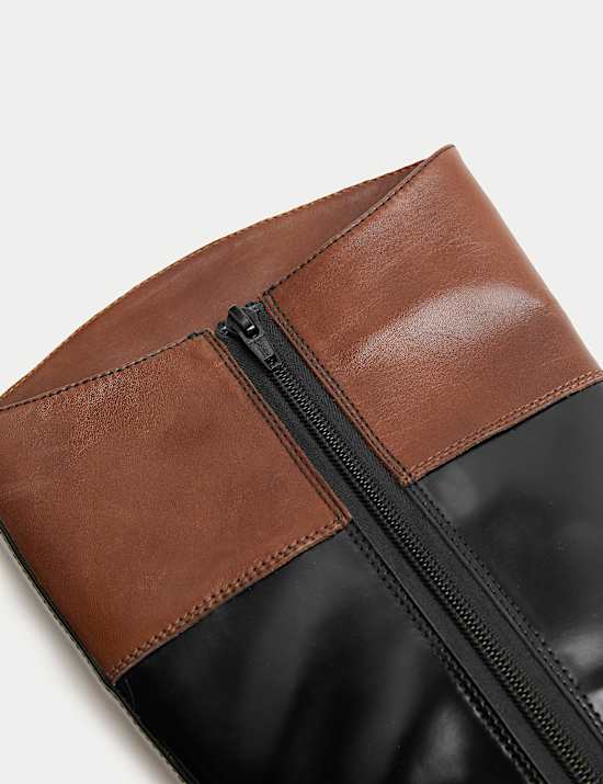 Leather Buckle Knee High Riding Boots