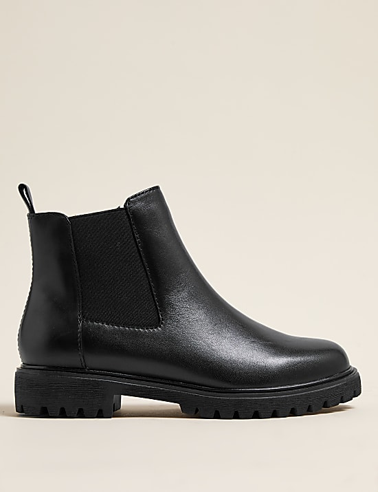 Wide Fit Leather Chelsea Ankle Boots