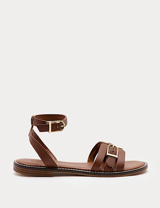 Sandały sk&oacute;rzane z paskiem na kostkę i klamrą