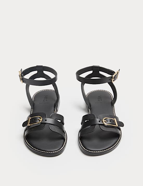 Leather Buckle Ankle Strap Sandals