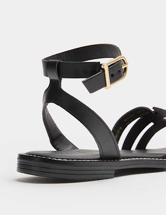 Leather Buckle Ankle Strap Sandals
