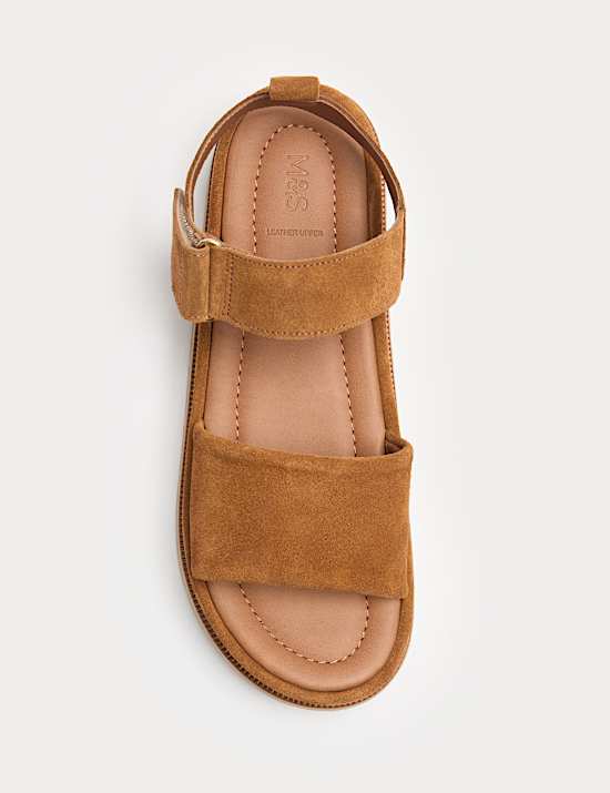 Suede Ankle Strap Flatform Sandals