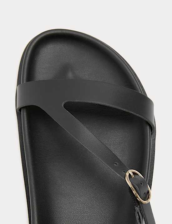 Leather Buckle Ankle Strap Flat Sandals