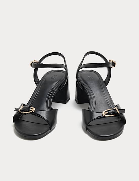 Buckle Ankle Strap Block Heel Sandals