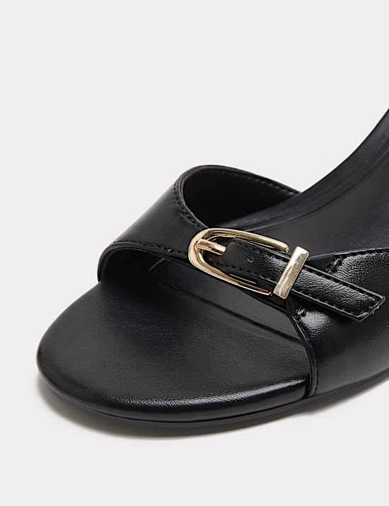 Buckle Ankle Strap Block Heel Sandals