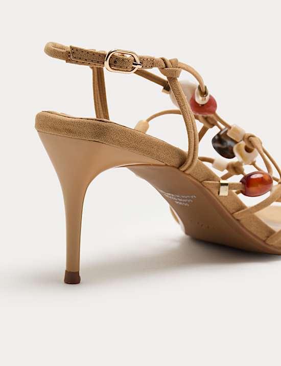 Sandales &agrave; talons aiguilles, brides et perles