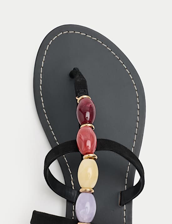 Suede Beaded Ankle Strap Gladiator Sandals