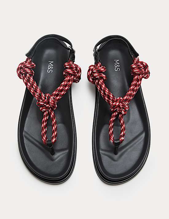 Strappy Footbed Rope Detail Sandals