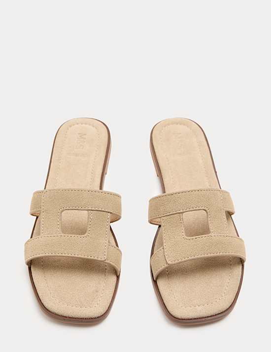 Suede Flat Mule Sandals