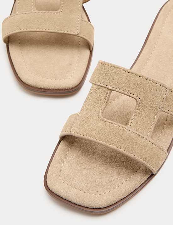 Suede Flat Mule Sandals