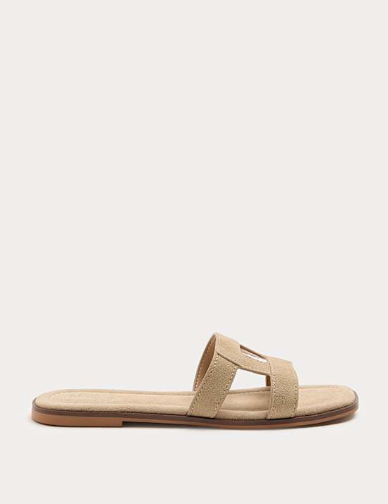 Suede Flat Mule Sandals