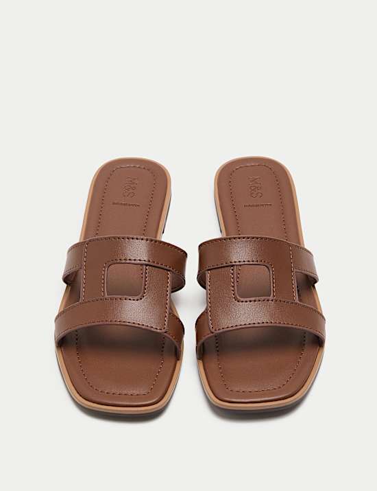 Leather Flat Mule Sandals