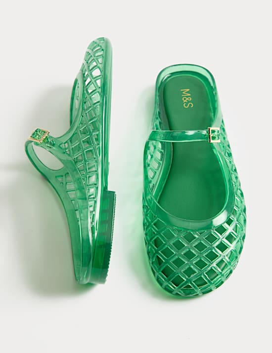 Ankle Strap Flat Jelly Mule Sandals