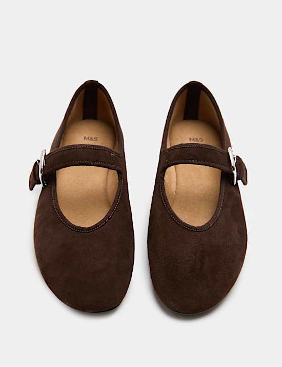 Suede Flat Mary Jane Ballet Pumps