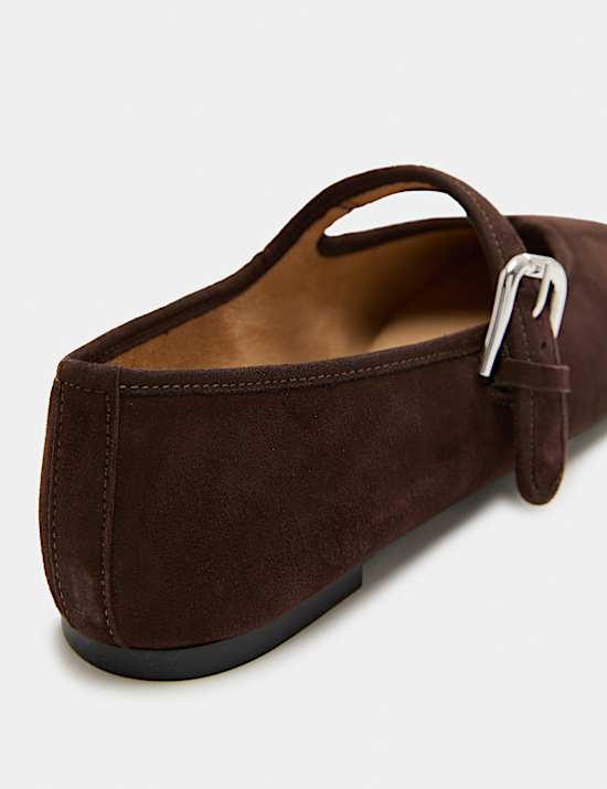 Suede Flat Mary Jane Ballet Pumps