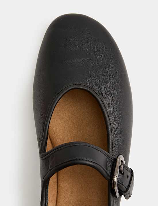 Leather Mary Jane Buckle Flat Ballet Pumps