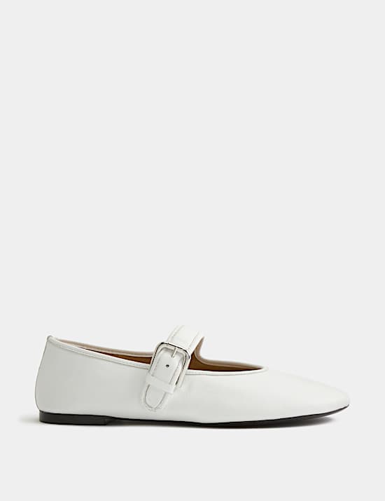 Leather Mary Jane Buckle Flat Ballet Pumps