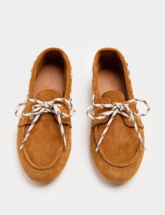 Suede Contrast Lace Boat Shoe