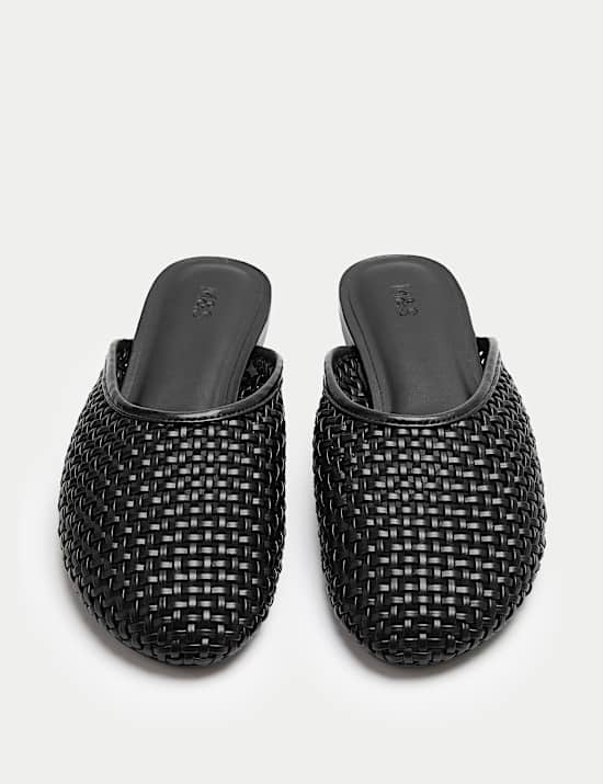 Woven Flat Slip On Mules