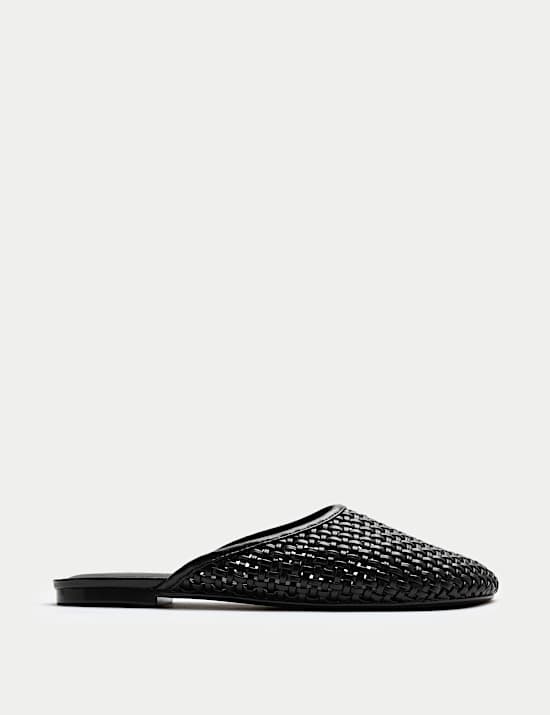 Woven Flat Slip On Mules