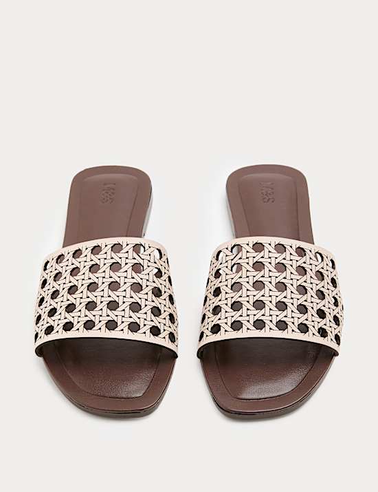 Laser Cut Flat Mule Sandals