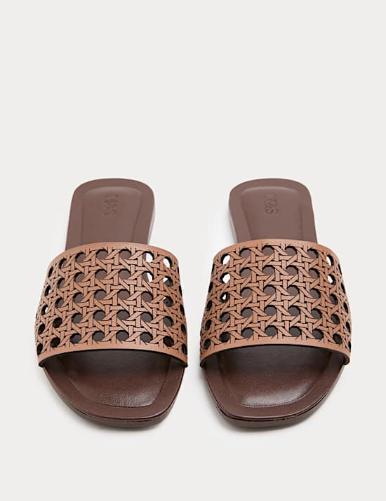 Laser Cut Flat Mule Sandals