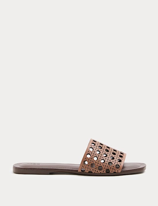 Laser Cut Flat Mule Sandals
