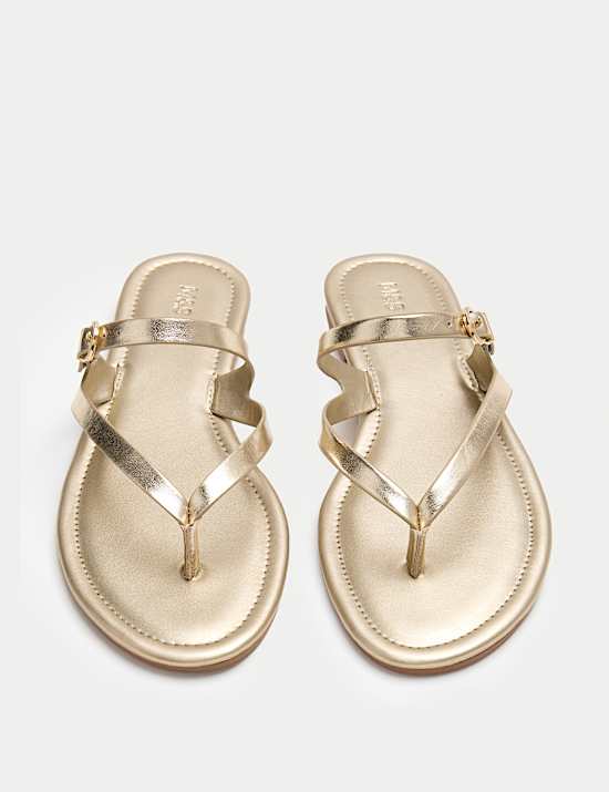 Buckle Flat Toe Loop Mule Sandals
