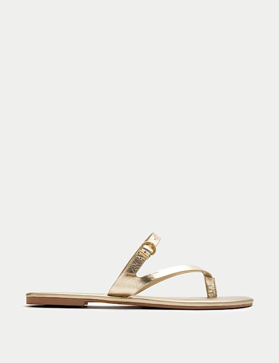Buckle Flat Toe Loop Mule Sandals