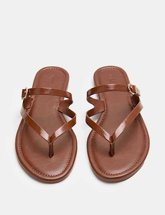 Buckle Flat Toe Loop Mule Sandals