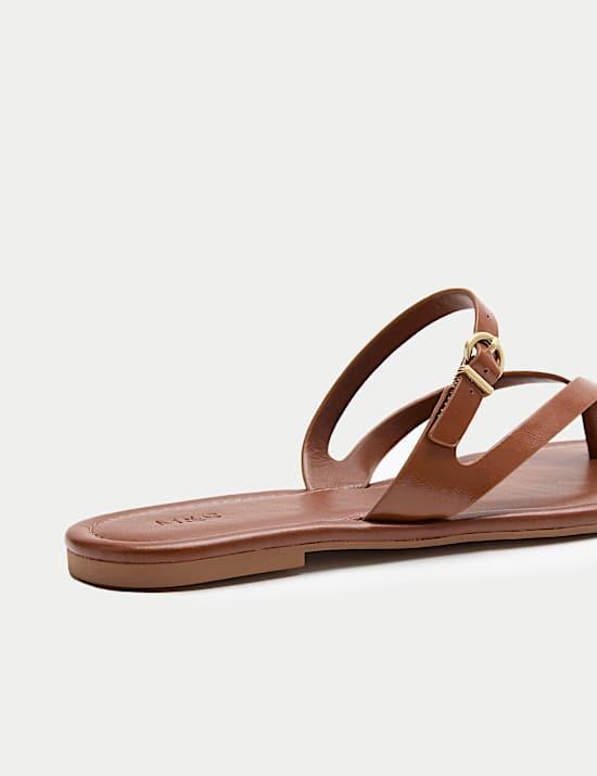 Buckle Flat Toe Loop Mule Sandals