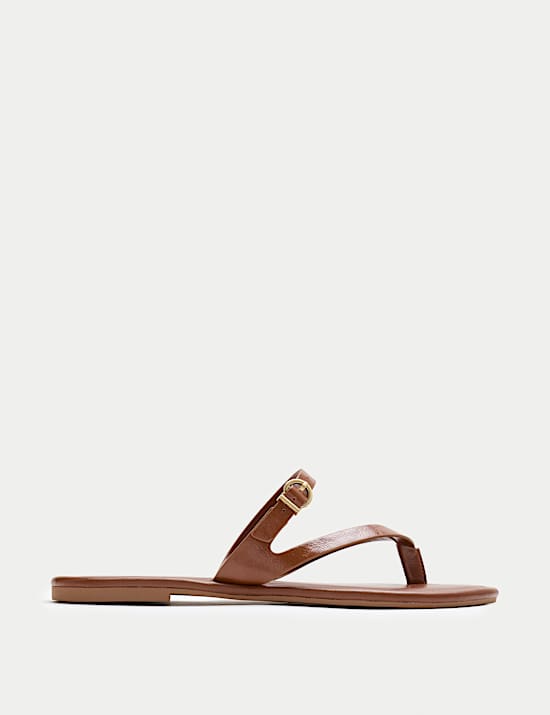 Buckle Flat Toe Loop Mule Sandals