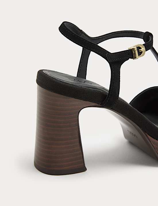 Suede T-Bar Platform Heel Sandals