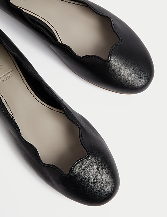 Wide Fit Leather Ballet Pumps