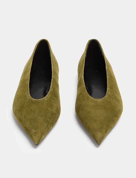 Suede Pointed Toe Ballet Pump