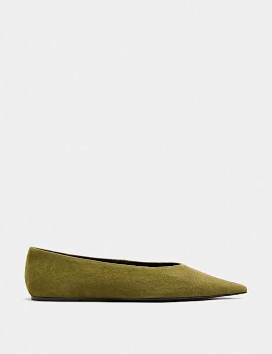 Suede Pointed Toe Ballet Pump