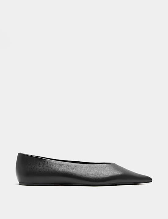 Leather Pointed Toe Ballet Pump