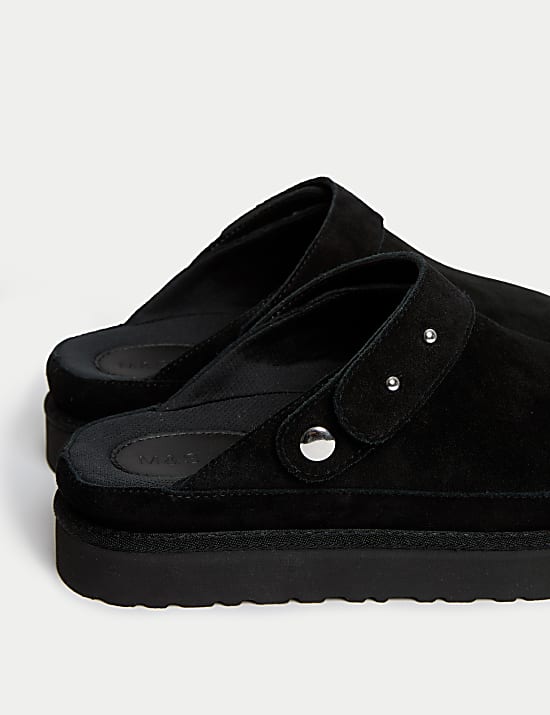 Flatform-Clogs aus Wildleder