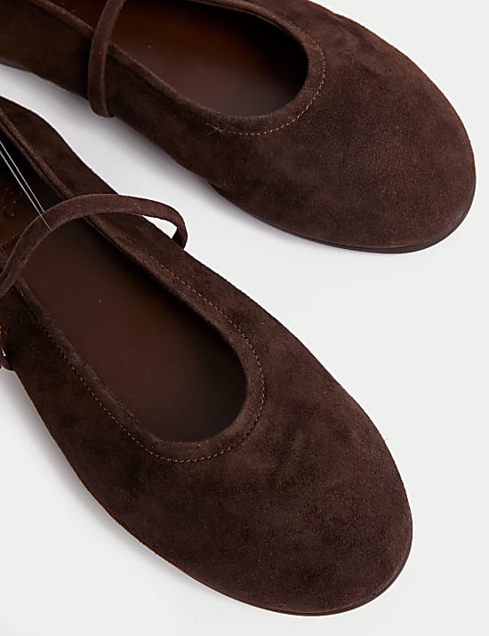 Suede Flat Mary Jane Ballet Pumps